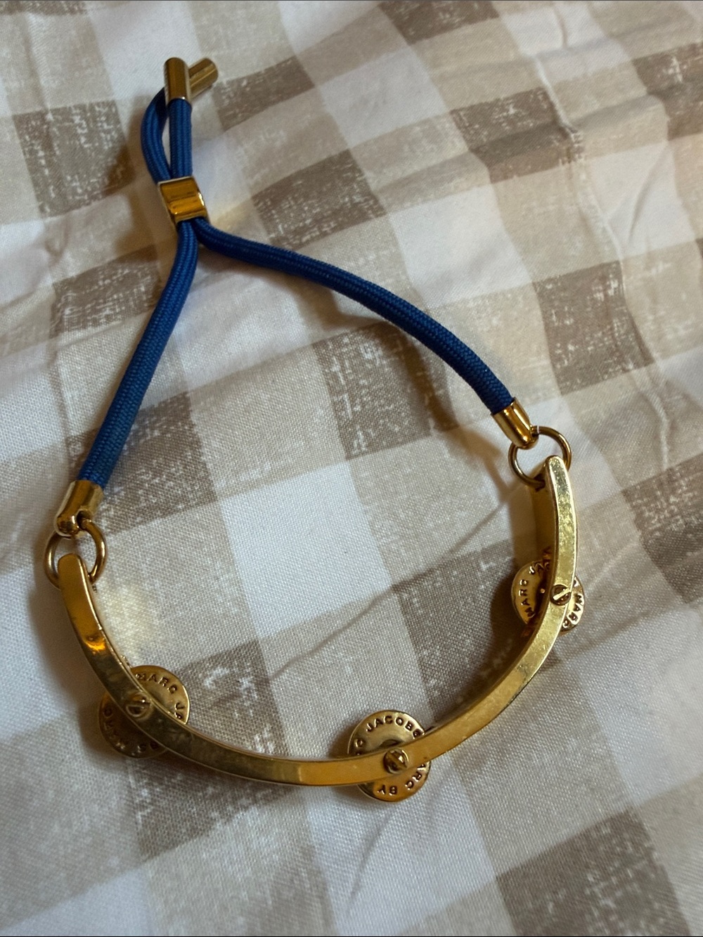Marc Jacobs Gold-Tone Bracelet with Blue Cord
